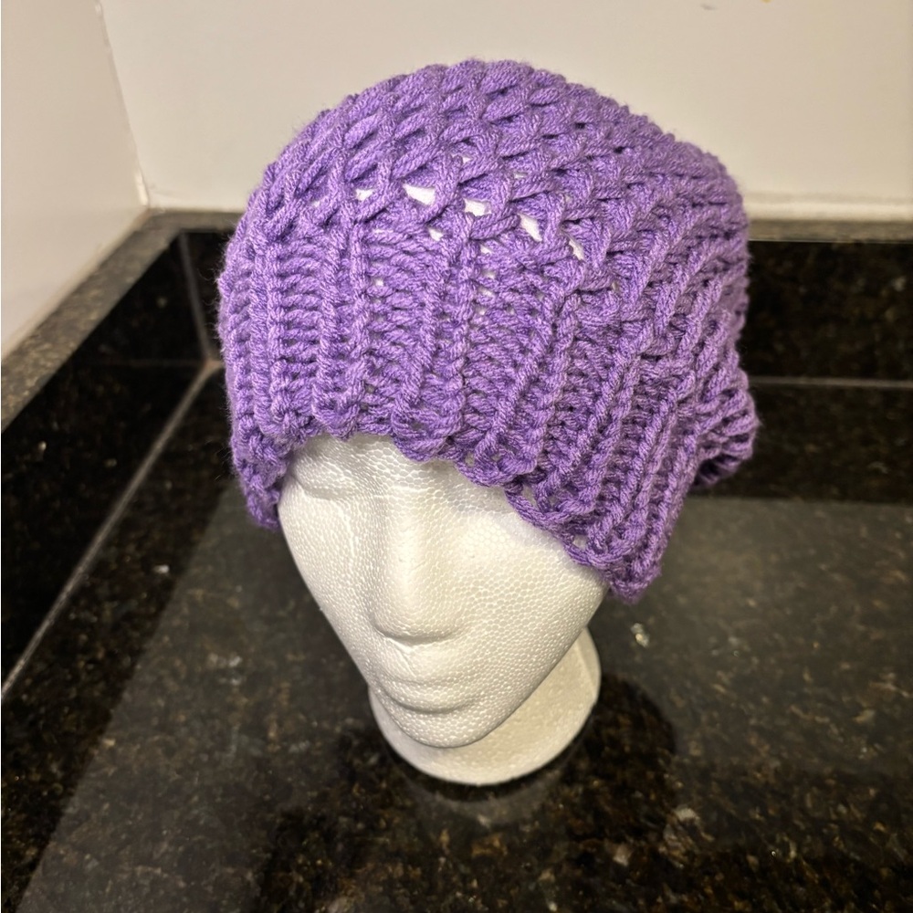 NWOT Purple Knit Beanie - Picture 4 of 5